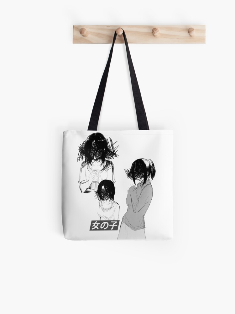Girls Black And White Sad Japanese Anime Aesthetic Tote Bag By Poserboy Redbubble