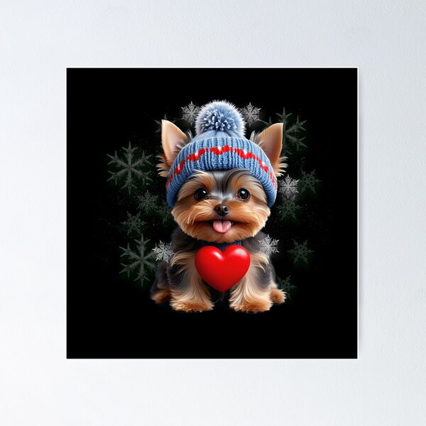 Item preview, Winter Puppy Love Heart, Cute Yorkie Christmas Heart, Holiday Dog with Red Heart, Snowflake Puppy Magic, Cozy Winter Yorkie Art, Sweet Puppy Warm Winter Vibes designed and sold by CrisMor-Art.