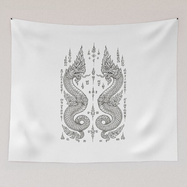 Item preview, Twin Naga Sacred Yantra | Thai Mythical Serpent Protection Design designed and sold by Sksticker991.