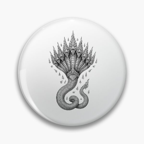 Item preview, Naga Nine Heads – Sacred Thai Yantra Line Art designed and sold by Sksticker991.