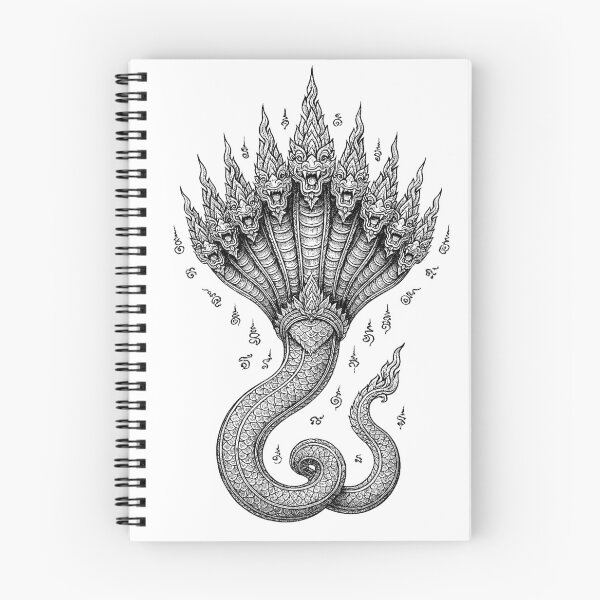 Item preview, Naga Nine Heads – Sacred Thai Yantra Line Art designed and sold by Sksticker991.