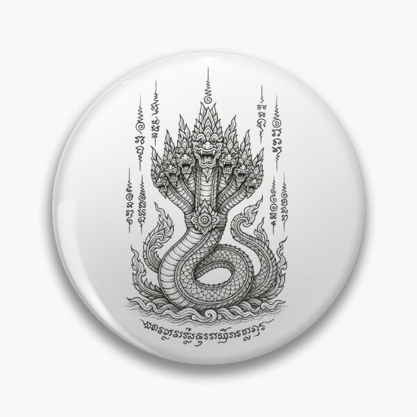 Item preview, Nine-Headed Naga Yantra – Sacred Thai Mythical Serpent Tattoo Design designed and sold by Sksticker991.