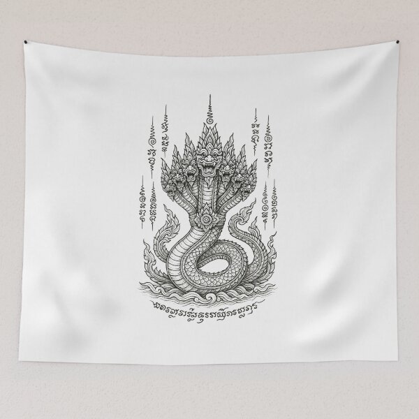 Item preview, Nine-Headed Naga Yantra – Sacred Thai Mythical Serpent Tattoo Design designed and sold by Sksticker991.