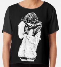 COLD (Black and White) - Sad Japanese Aesthetic Chiffon Top