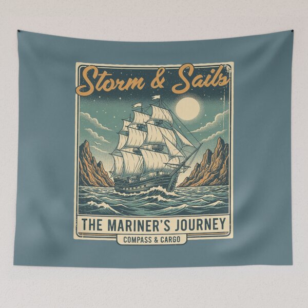 Item preview, Storm & Sails The Mariner's Journey - Vintage Nautical Art designed and sold by AwesomeBeyondLimits.