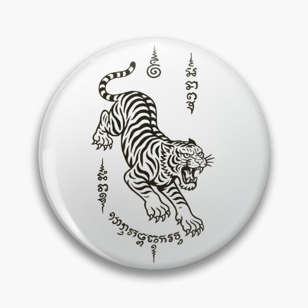 Item preview, Sacred Jumping Tiger Yantra – Thai Magical Tattoo Design designed and sold by Sksticker991.