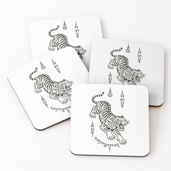 Item preview, Sacred Jumping Tiger Yantra – Thai Magical Tattoo Design designed and sold by Sksticker991.