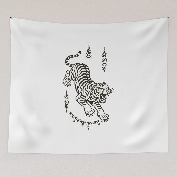 Item preview, Sacred Jumping Tiger Yantra – Thai Magical Tattoo Design designed and sold by Sksticker991.