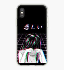 SAD JAPANESE MANGA AESTHETIC W/ BACKGROUND iPhone Case