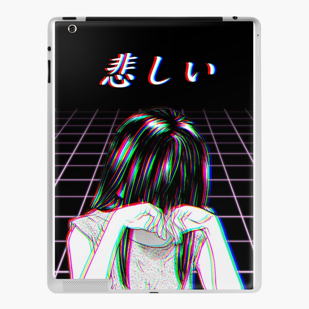 sad japanese manga aesthetic w background ipad case skin by poserboy redbubble redbubble