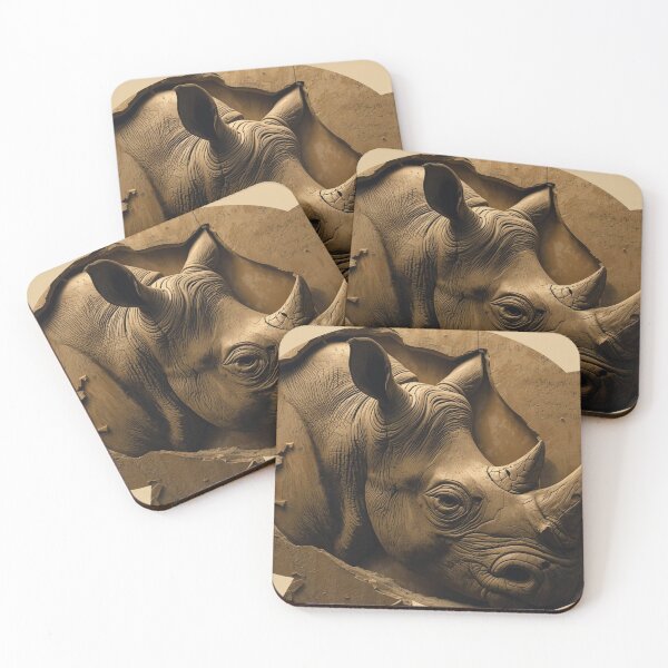 Item preview, Majestic Rhino Emerging from Wall Sculpture Art designed and sold by SavannaStrikes.