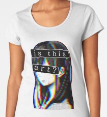 IS THIS ART? SAD JAPANESE AESTHETIC (White border) Women's Premium T-Shirt