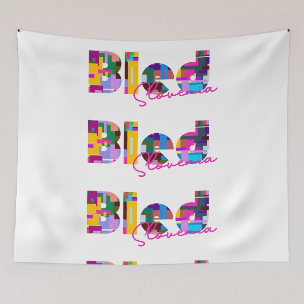 Item preview, Bled, Slovenia, Vibrant Abstract City Typography Art designed and sold by Wanderful-roads.