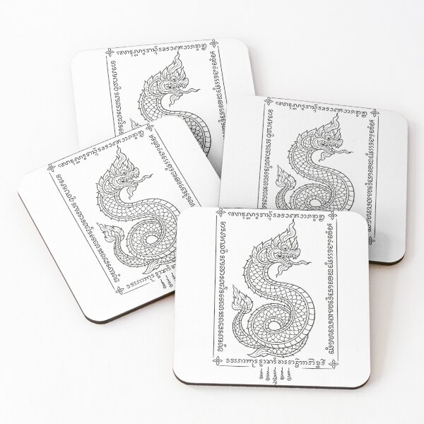 Item preview, Sacred Serpent Naga Frame — Thai Mystic Line Art Charm designed and sold by Sksticker991.