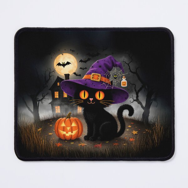 Item preview, Midnight Cat & Pumpkin Glow – Cozy Autumn Night Illustration designed and sold by Whimsical Hug.