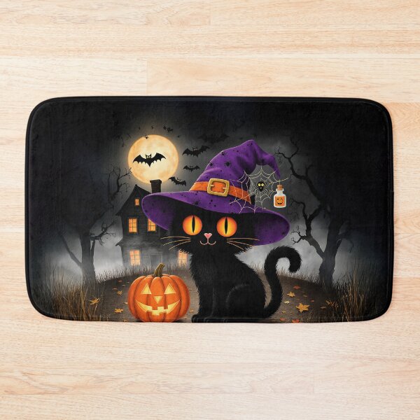 Item preview, Midnight Cat & Pumpkin Glow – Cozy Autumn Night Illustration designed and sold by Whimsical Hug.