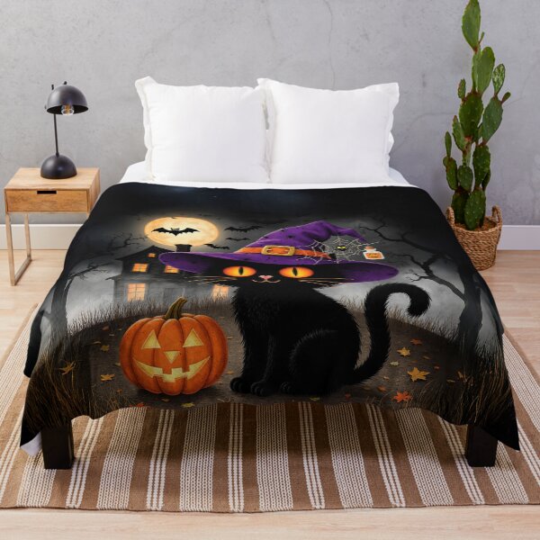 Item preview, Midnight Cat & Pumpkin Glow – Cozy Autumn Night Illustration designed and sold by Whimsical Hug.