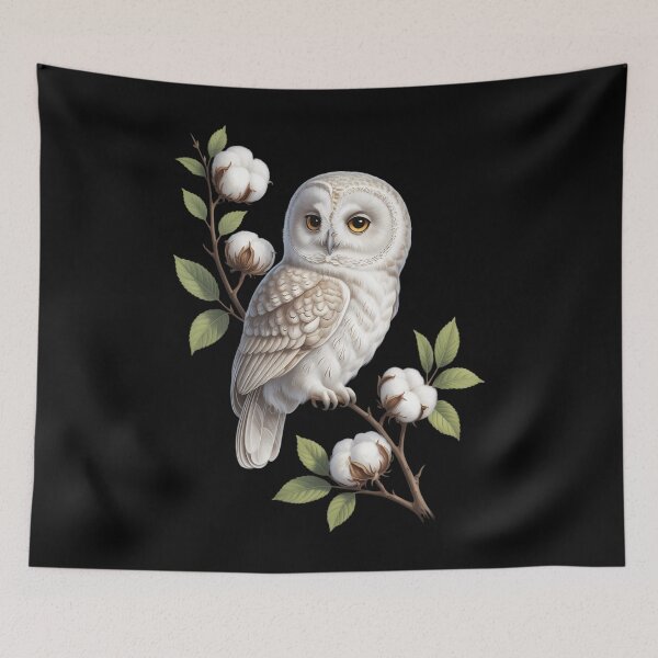 Item preview, Winter White Owl Pine Cone Tree Branch designed and sold by papertaless.