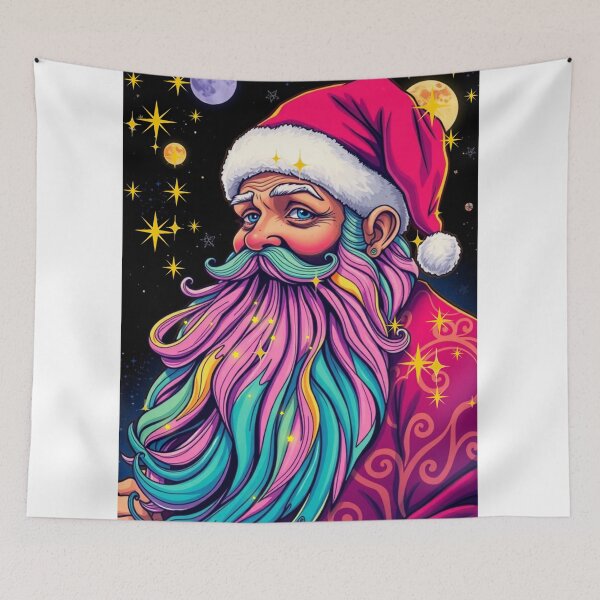Item preview, Psychedelic Neon Santa – Groovy Holiday Vibes designed and sold by Digitalhub12.