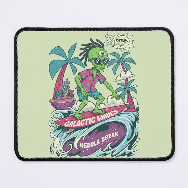 Item preview, Galactic Waves Nebula Break - Hippie Alien Surfer Art designed and sold by AwesomeBeyondLimits.