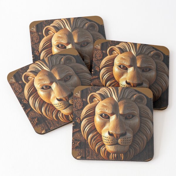Item preview, Regal Lion Head Wood Carving – Royal Power designed and sold by SavannaStrikes.