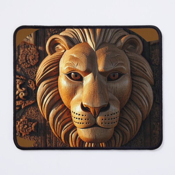 Item preview, Regal Lion Head Wood Carving – Royal Power designed and sold by SavannaStrikes.