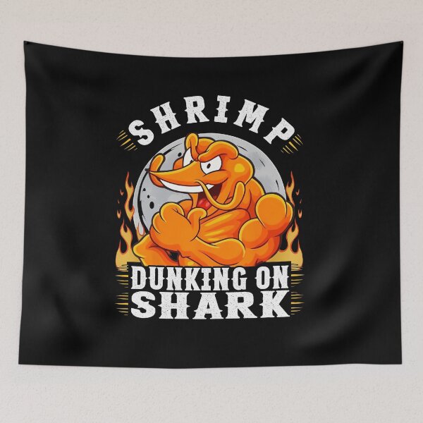 Item preview, Muscular Shrimp vs Shark Funny T-Shirt designed and sold by LarryMBrown.