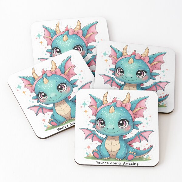 Item preview, Cute Baby Dragon Sticker Kawaii Motivational “You’re Doing Amazing” Design designed and sold by Trueways.