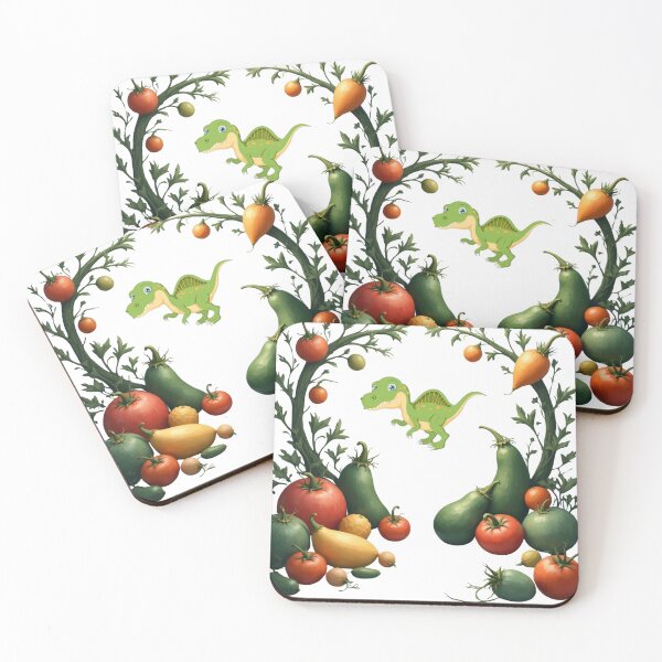 Item preview, Dino's Veggie Patch Adventure, Cute Cartoon Dinosaur Surrounded by Vegetables designed and sold by GDbanners.