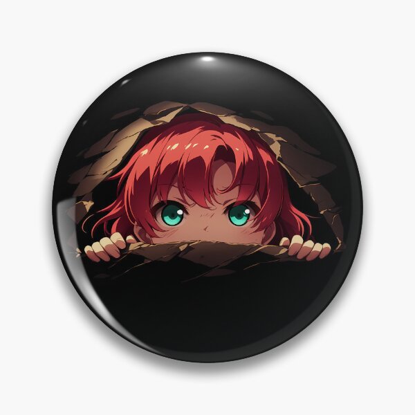 Item preview, Chise Hatori Ancient Magus Bride Chibi Peeking Cute Red Hair Anime designed and sold by TorbenKuhano.