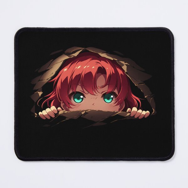Item preview, Chise Hatori Ancient Magus Bride Chibi Peeking Cute Red Hair Anime designed and sold by TorbenKuhano.