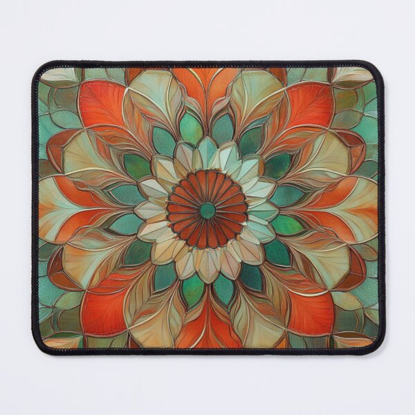 Item preview, Stained Glass Vintage Jade Hazelnut Mosaic Mandala Pattern designed and sold by GrinGalore.