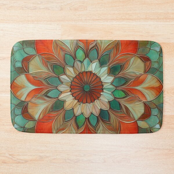 Item preview, Stained Glass Vintage Jade Hazelnut Mosaic Mandala Pattern designed and sold by GrinGalore.