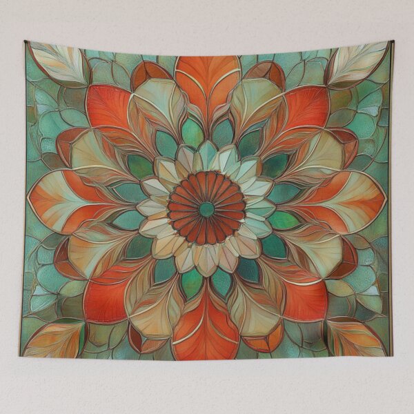 Item preview, Stained Glass Vintage Jade Hazelnut Mosaic Mandala Pattern designed and sold by GrinGalore.