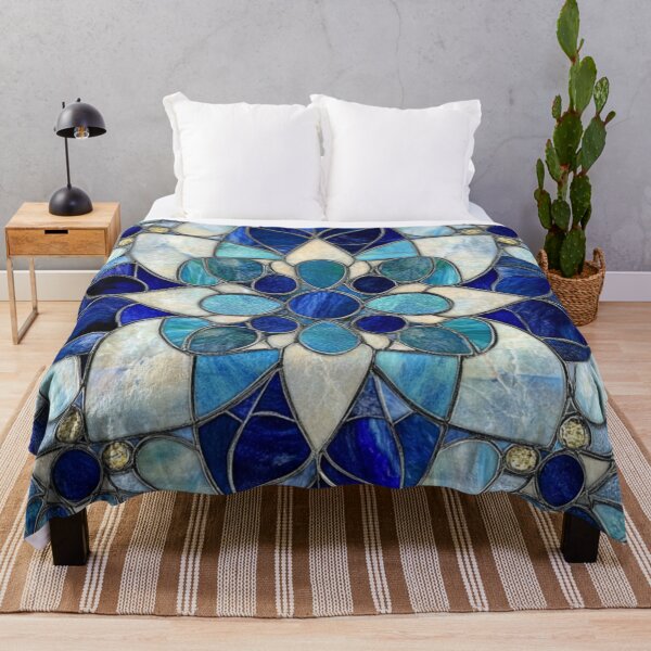 Item preview, Stained Glass Mid-Century Sapphire Marble Jade Mosaic Pattern designed and sold by GrinGalore.