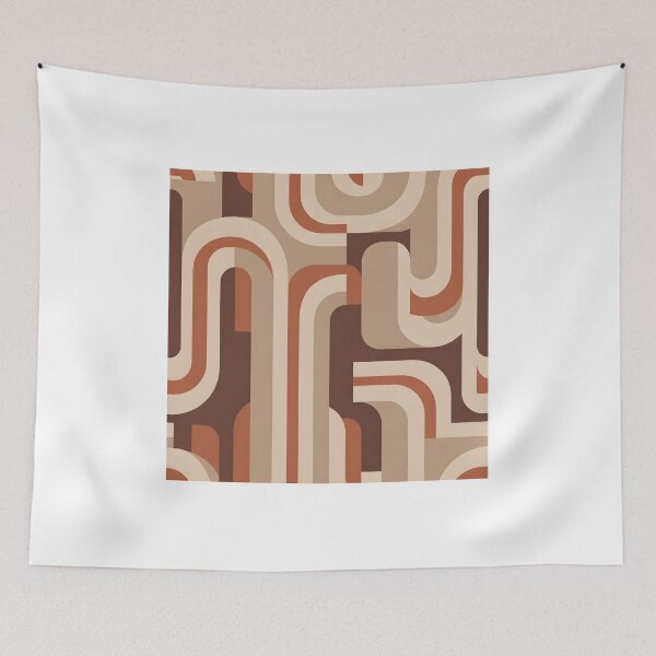 Item preview, Vintage 70s Groovy Pipeline Seamless Pattern, Brown Earth Tones Retro Geometric Design designed and sold by Badis  Mardessi.