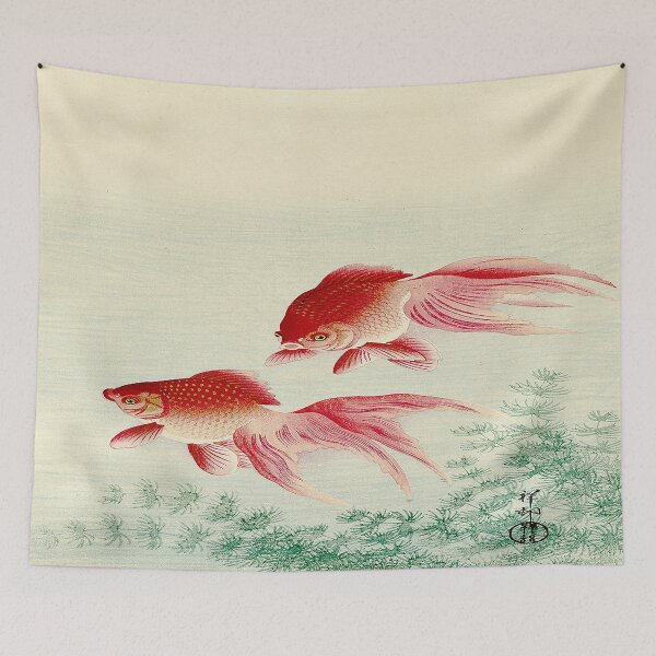 Item preview, Two Veiltail Goldfish | Ohara Koson Japanese Woodblock Print (1900–1936) designed and sold by UBU-space.