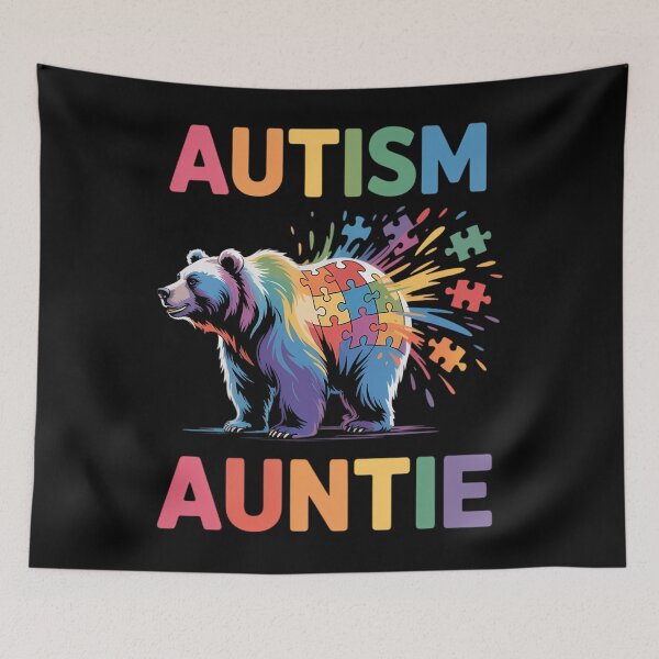 Item preview, Autism Auntie Colorful Rainbow Auntie Bear Autism Awareness designed and sold by Bandikonsalez.