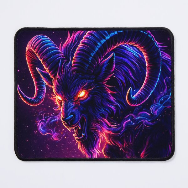 Item preview, Neon Ram Spirit – Vaporwave Cosmic Beast Art designed and sold by GolabMagic.