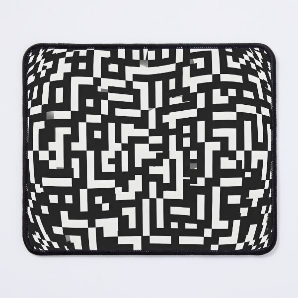 Item preview, Psychedelic Glitch Pattern: Distorted QR Code Op Art Illusion, Black and White Cyber Background designed and sold by Badis Mardessi.