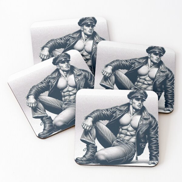 Item preview, Pointillism 1940 Cool Trouble Tom of Finland Tribute Gay Leather Bikers Pride Graphic Design designed and sold by ItsAKinkThing.
