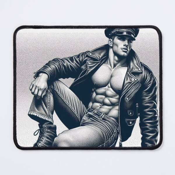 Item preview, Pointillism 1940 Cool Trouble Tom of Finland Tribute Gay Leather Bikers Pride Graphic Design designed and sold by ItsAKinkThing.