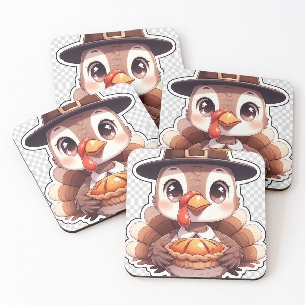 Item preview, Cute Kawaii Turkey with Pumpkin Pie – Thanksgiving Sticker designed and sold by QurekaStudio.