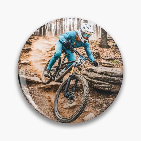 Item preview, Mastering Jagged Boulders and Uneven Terrain on Dusty Downhill Trail. designed and sold by Hinson MTB Visuals.