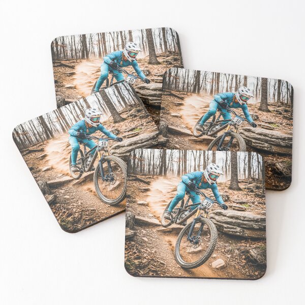 Item preview, Mastering Jagged Boulders and Uneven Terrain on Dusty Downhill Trail. designed and sold by Hinson MTB Visuals.