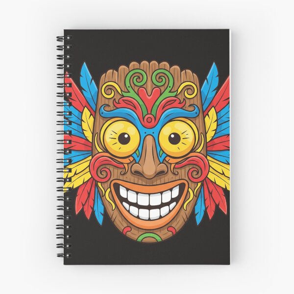Item preview, Happy Tiki Mask Cartoon – Vibrant Tropical Wooden Tribal Mask with Feathers designed and sold by DiiStyle.