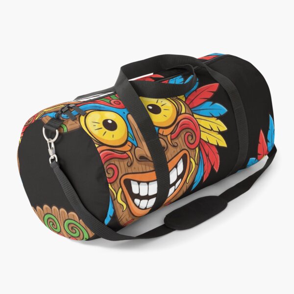 Item preview, Happy Tiki Mask Cartoon – Vibrant Tropical Wooden Tribal Mask with Feathers designed and sold by DiiStyle.