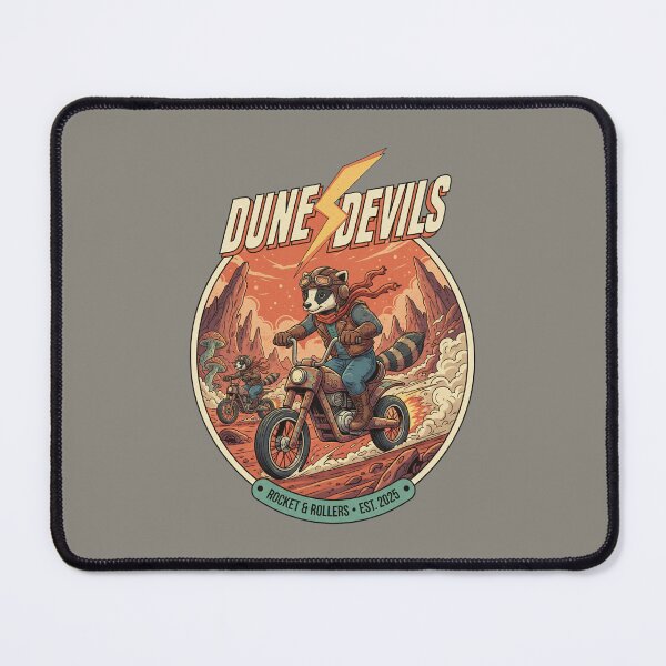 Item preview, Dune Devils Rocket & Rollers - Raccoon Bikers Retro Art designed and sold by AwesomeBeyondLimits.