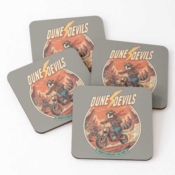 Item preview, Dune Devils Rocket & Rollers - Raccoon Bikers Retro Art designed and sold by AwesomeBeyondLimits.