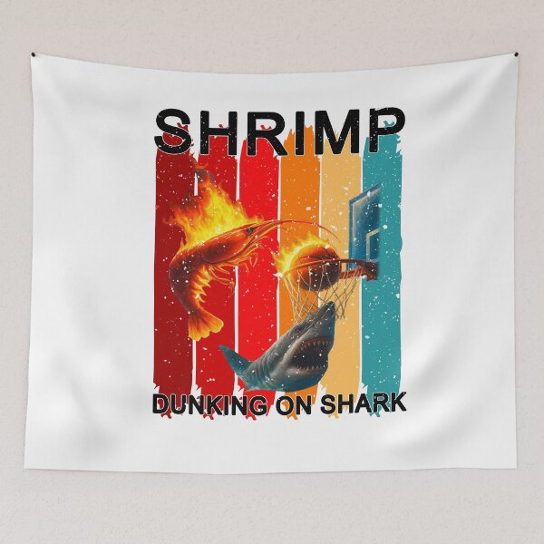 Item preview, Flaming Shrimp Dunks on Shark T-Shirt designed and sold by LashondaGreen89.